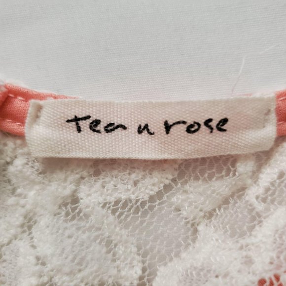 Tea N Rose Women’s White Lace Lined Pink/Coral Sleeveless Tank Top Medium - Picture 11 of 15